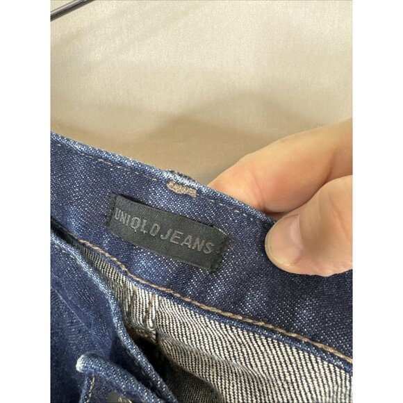 Uniqlo Selvedge Jeans 32x31 Slim Straight Kaihara Raw Denim Dark Wash Mens - Picture 6 of 8